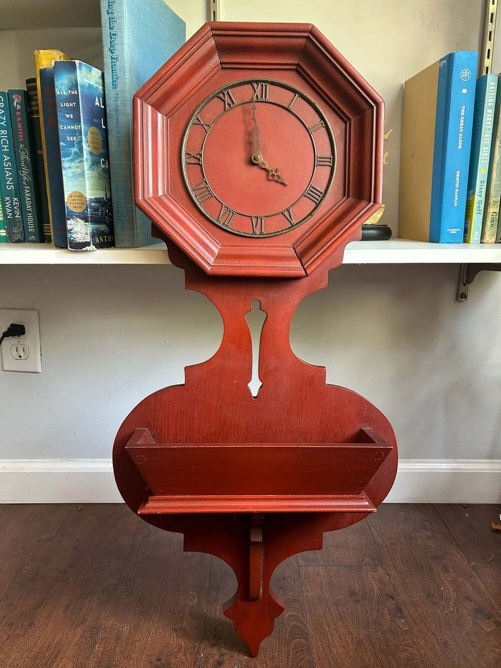 Tell City Chair Co Antique Red Wall Clock With Mail Holder